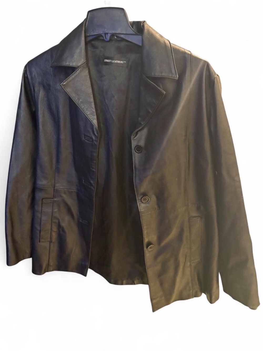 Strellson Men's Black Leather Button-Front Jacket